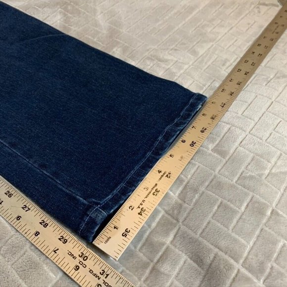 J Mclaughlin Womens 10 Jeans Blue Trouser Boot Cut Tuxedo Stripe Dark Wash - Picture 8 of 12
